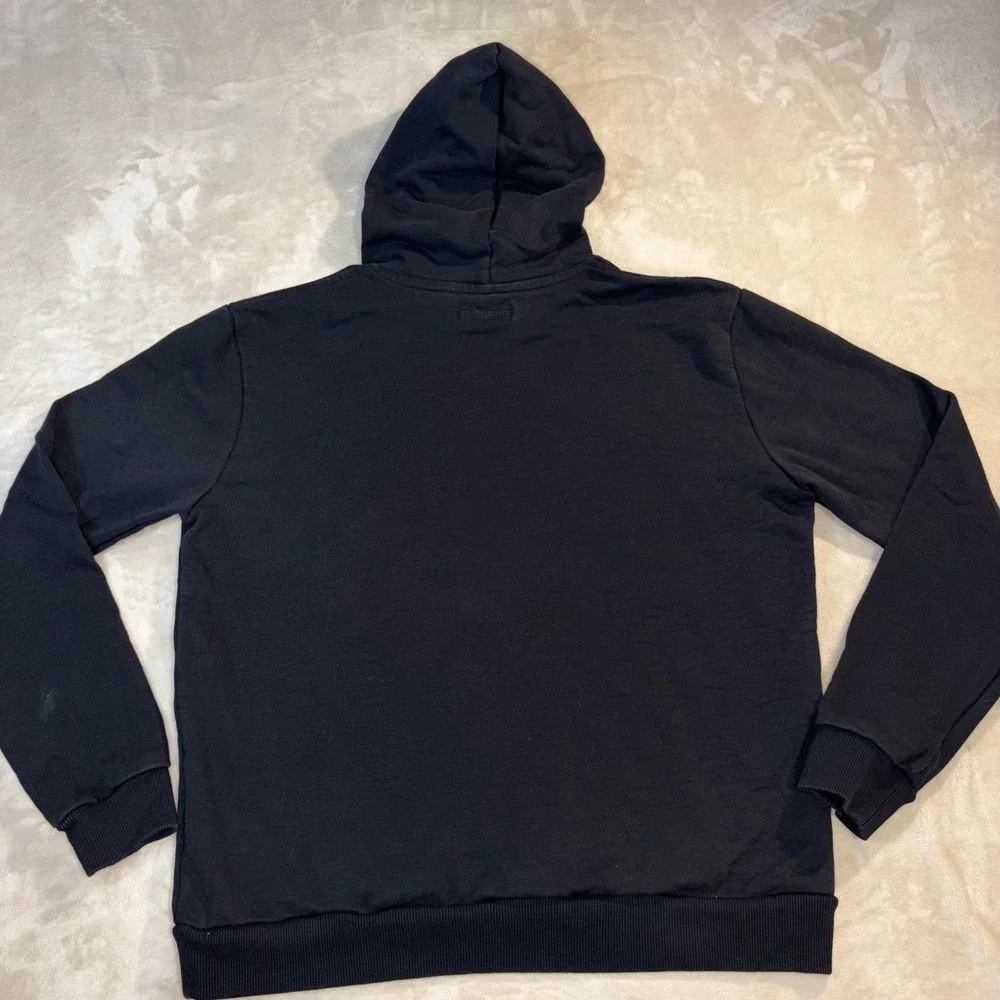 Flaneur Homme Script Logo Hoodie Mens Large Black Sweatshirt Streetwear